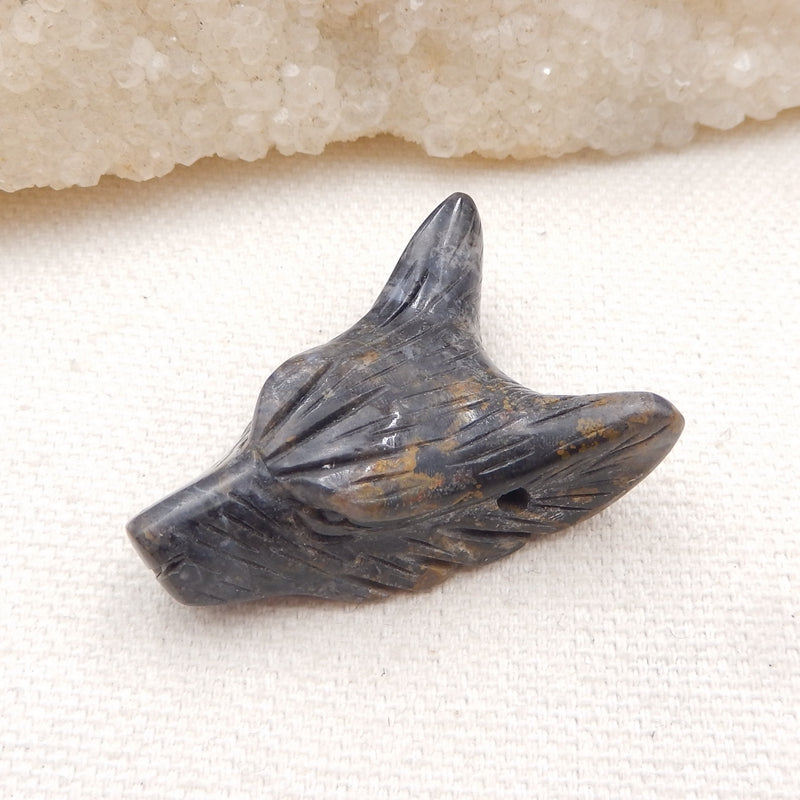 Natural African Sodalite Carved wolf head Pendant Bead 35x26x12mm, 11.2g