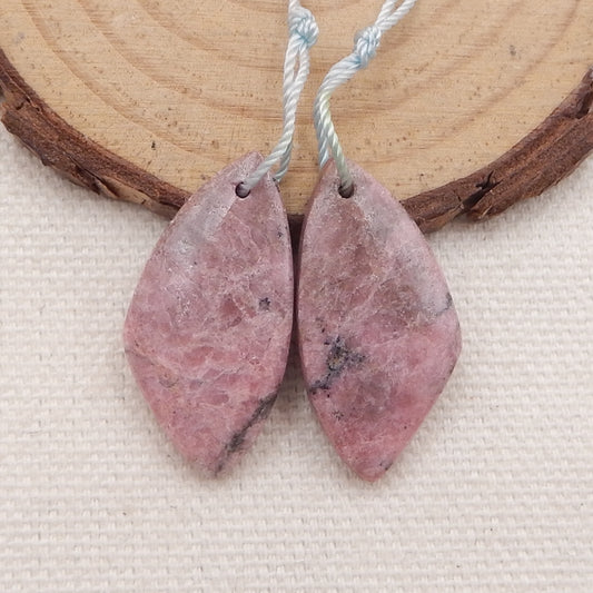 Natural Rhodonite Earring Beads 27x14x5mm, 6.8g
