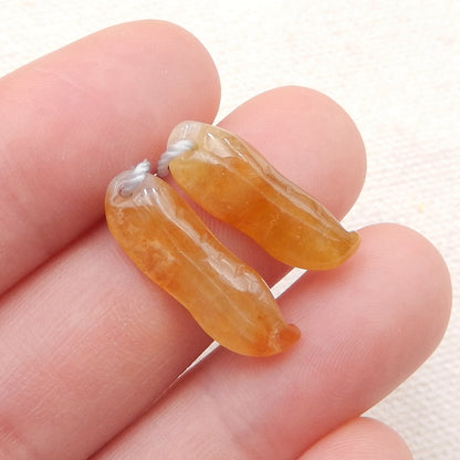 Natural Red Agate Carved Peanut Earring Beads 20x7x4mm, 2.1g