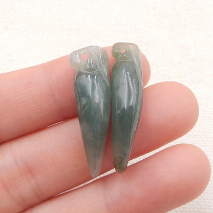 Natural Green Agate Earring Beads 30x9x8mm, 5.6g