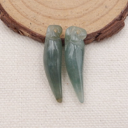 Natural Green Agate Earring Beads 30x9x8mm, 5.6g