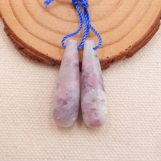 Natural Pink Tourmaline Earring Beads 30x9mm, 6.7g
