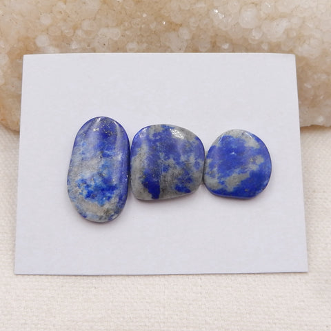 3 cabochons à dos plat en lapis-lazuli bleu naturel, 25x13x4mm, 17x16x4mm, 7.0g