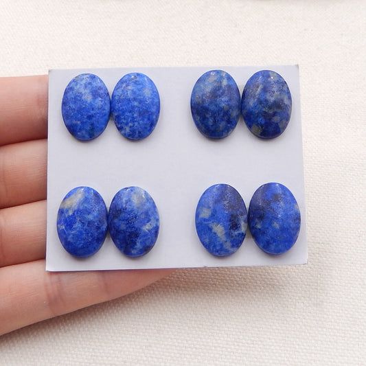 4 pairs Natural Lapis Lazuli Cabochons 18x13x5mm, 14.1g