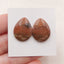1 对泪滴棕色蘑菇碧玉平背凸圆形，19x15x4mm，2.8g