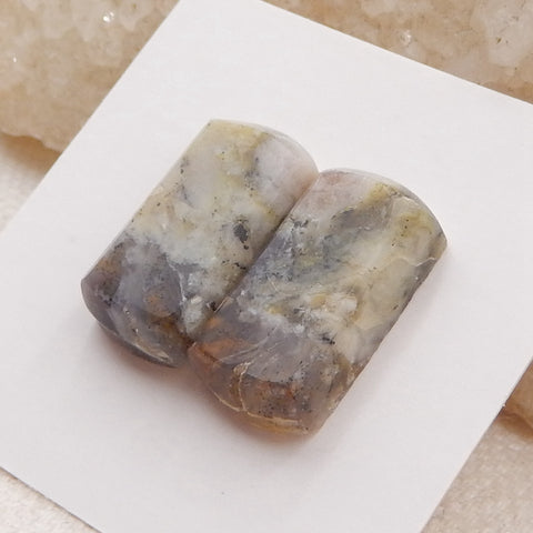 Natural Ocean Jasper Cabochons Paired 18x10x5mm, 3.9g