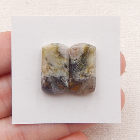 Natural Ocean Jasper Cabochons Paired 18x10x5mm, 3.9g