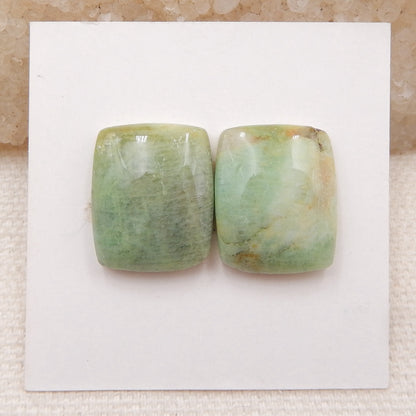 Natural Amazonite Cabochons Paired 16x13x5mm, 3.6g