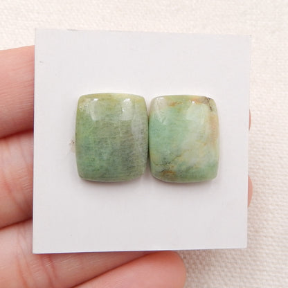 Natural Amazonite Cabochons Paired 16x13x5mm, 3.6g