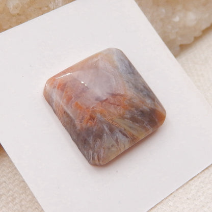 Natural Bamboo Agate Cabochon 18x18x5mm, 2.6g
