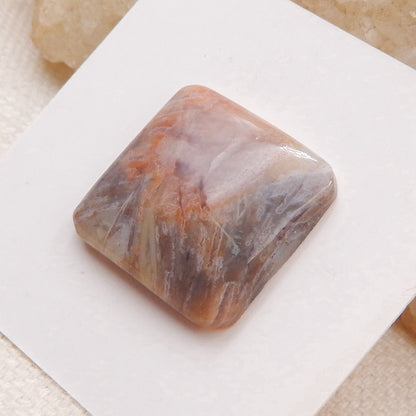 Natural Bamboo Agate Cabochon 18x18x5mm, 2.6g