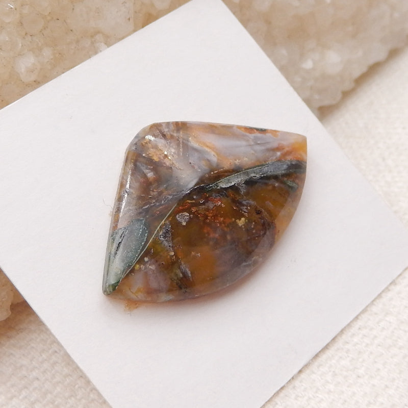 Natural Bamboo Agate Cabochon 30x18x5mm, 3.5g