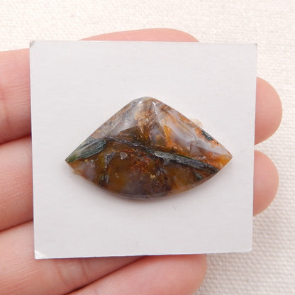 Natural Bamboo Agate Cabochon 30x18x5mm, 3.5g
