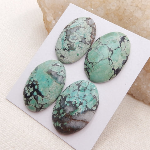 4 PCS Natural Turquoise Cabochons 29x20x5mm, 12.3g