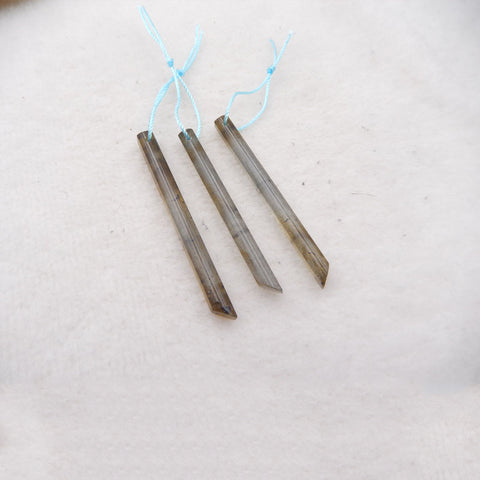 5 PCS Natural Labradorite, Ocean Jasper Pendant Beads 50x4x4mm, 2.0g