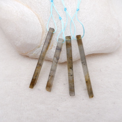 5 PCS Natural Labradorite, Ocean Jasper Pendant Beads 50x4x4mm, 2.0g