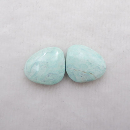 Natural Turquoise Cabochons Paired 17x15x4mm, 3.3g