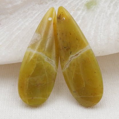 天然黄色蛋白石宝石凸圆形一对，18x15x5mm，3.3g
