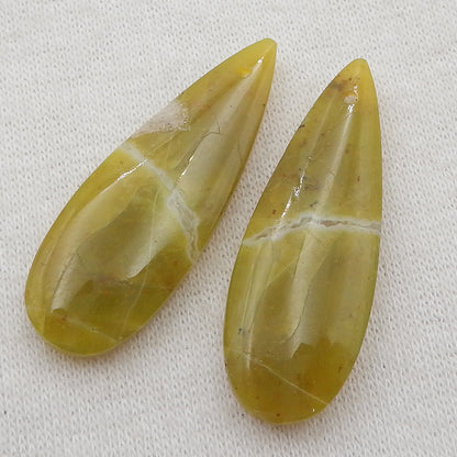 天然黄色蛋白石宝石凸圆形一对，18x15x5mm，3.3g