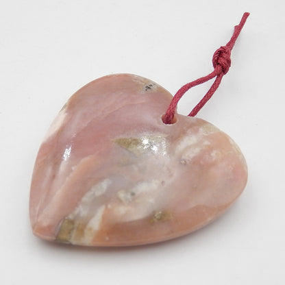 Natural Pink Opal Pendant Bead 39x38x7mm, 13g