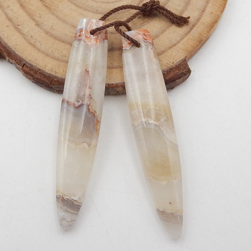 Natural Crazy Lace Agate Earring Beads 44x9x4mm, 6.1g