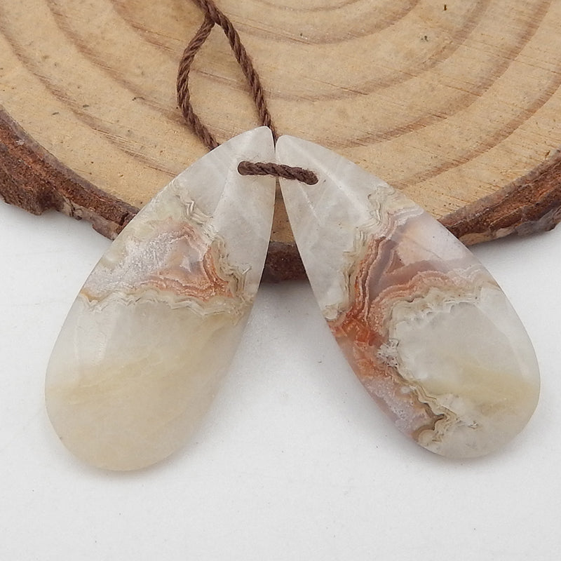 Natural Crazy Lace Agate Earring Beads 28x12x4mm, 4.3g