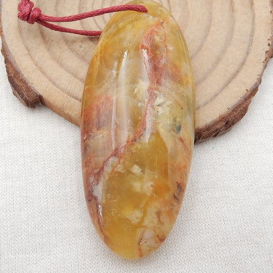 Natural Yellow Opal Pendant Bead 55x23x8mm, 12.9g