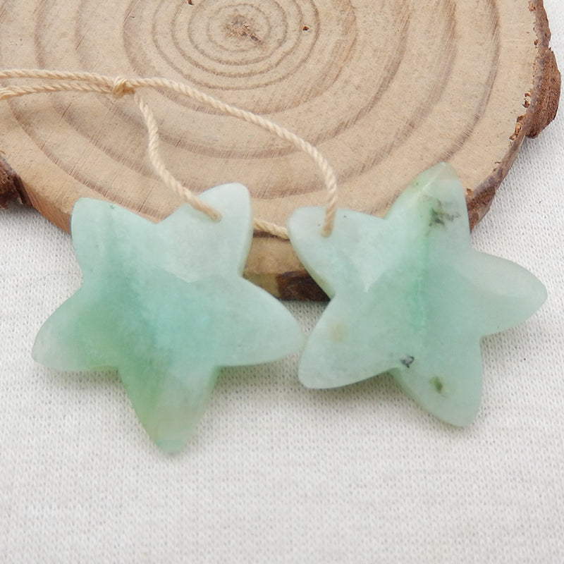Natural Chrysocolla Carved star Earring Beads 24x24x4,6. 4g