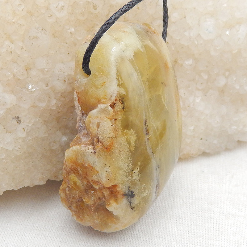 Natural Yellow Opal Pendant Bead 42x30x20mm, 24.7g