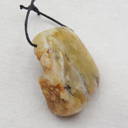 Natural Yellow Opal Pendant Bead 42x30x20mm, 24.7g