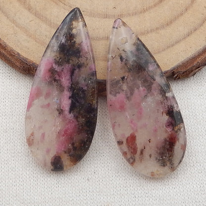 Paire de boucles d'oreilles en pierres précieuses de rhodochrosite d'Argentine naturelle, 23x11x3 mm, 3,4 g