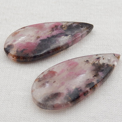 Paire de boucles d'oreilles en pierres précieuses de rhodochrosite d'Argentine naturelle, 23x11x3 mm, 3,4 g