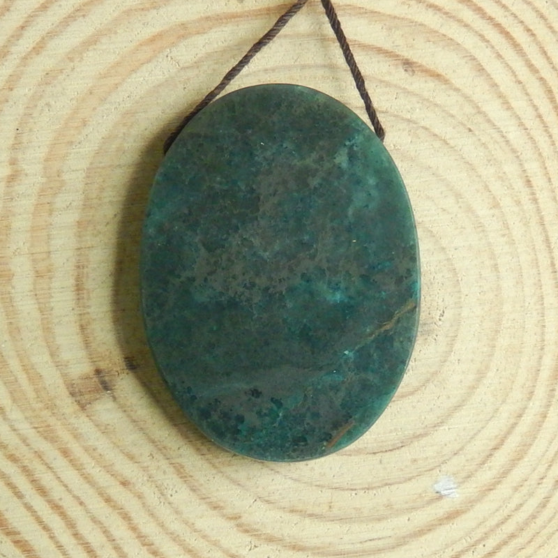 Beautiful Chrysocolla Carved woman Pendant Bead, 41x30x6mm, 13.1g - MyGemGarden