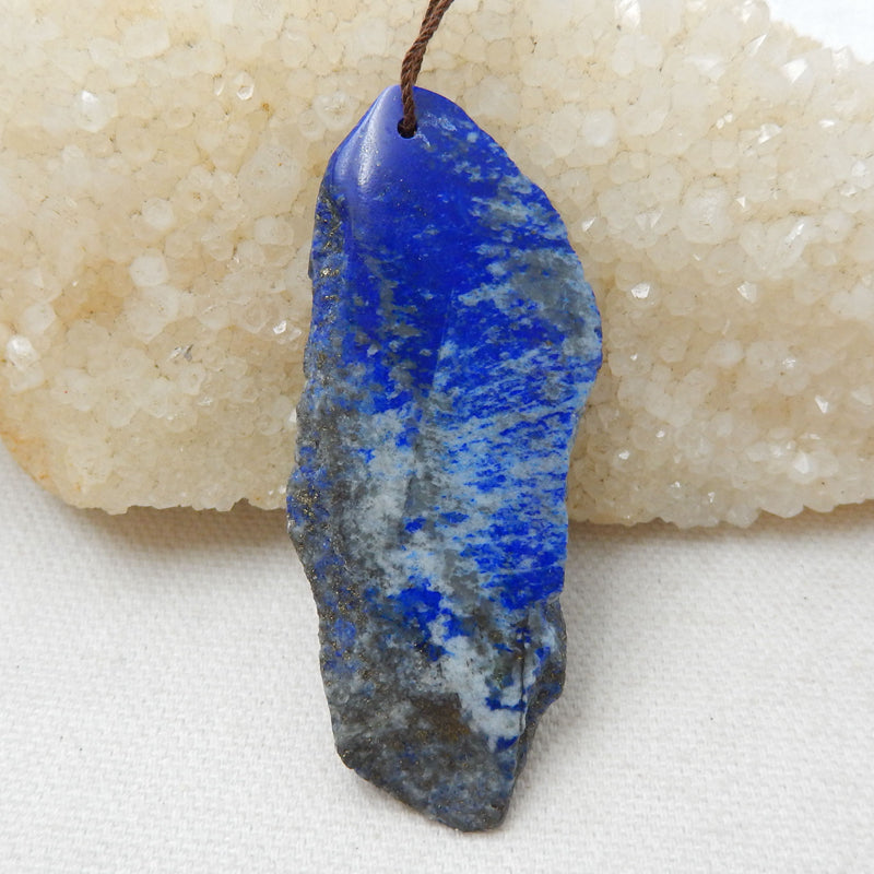 Nugget Lapis Lazuli Material Gemstone Pendant Bead, 65x26x6mm, 17.9g - MyGemGarden