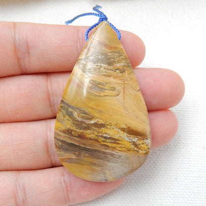 Natural Ocean Jasper Drilled Teardrop Gemstone Pendant Bead, 40x30x8mm, 17.5g - MyGemGarden