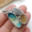 Sterling Silver 925 With Blue opal, Wood Fossil, Gold Rutilated Quartz Intarsia Gemstone Pendant, Gorgeous Pendant, 30x24x10mm, 10.8g - MyGemGarden