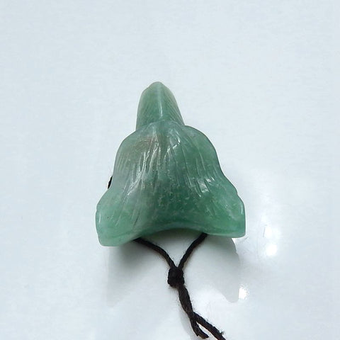 Natural Green Aventurine Carved wolf head Pendant Bead 36x25x14mm, 12.3g