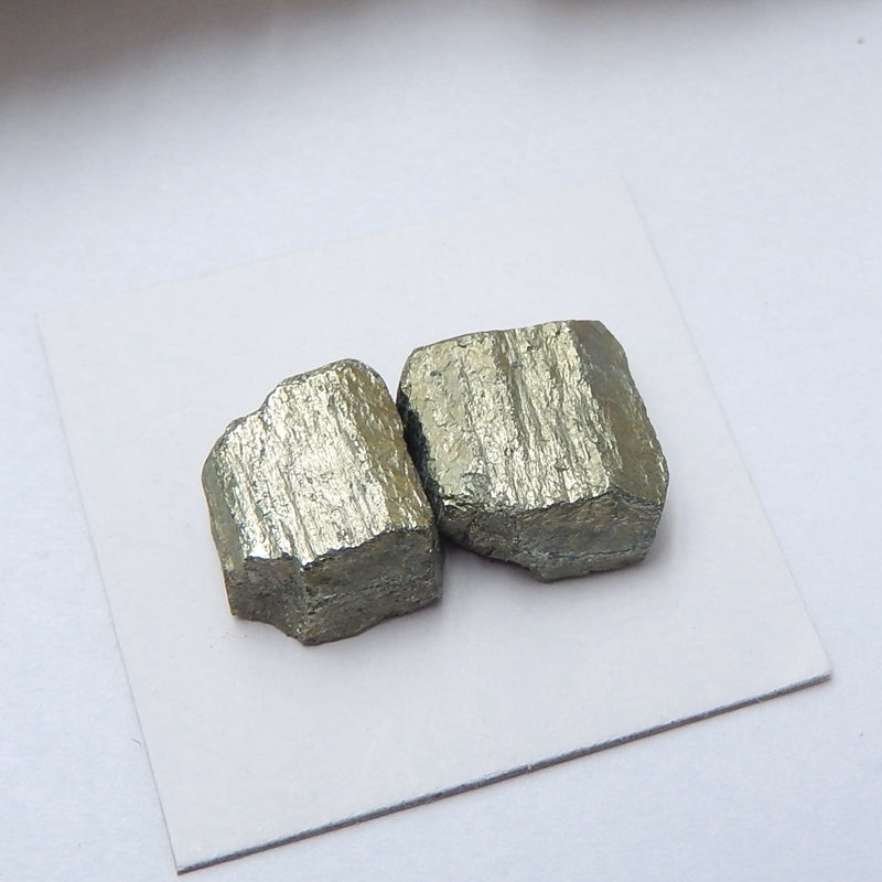 Natural Pyrite Gemstone Cabochon Pair, 11x10x5mm, 3.8g - MyGemGarden