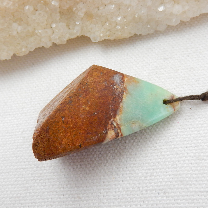 Raw Chrysoprase Gemstone Pendant, Natural Stone Jewelry, 44x25x18mm, 13.2g - MyGemGarden