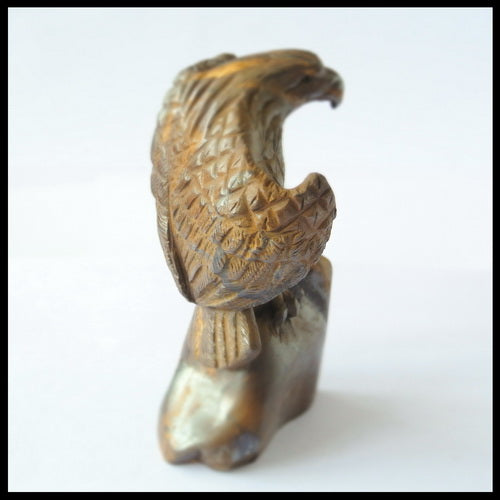 Carving eagle Boulder Opal Gemstone Decoration, 83x48x35mm , 153.6g - MyGemGarden