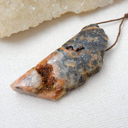 Natural Stone Argentina Rhodochrosite Drilled Gemstone Pendant Bead, 54x21x10mm, 22g - MyGemGarden