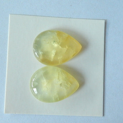 Natural Prehnite Gemstone Cabochon Pair,20x15x5mm,4g - MyGemGarden