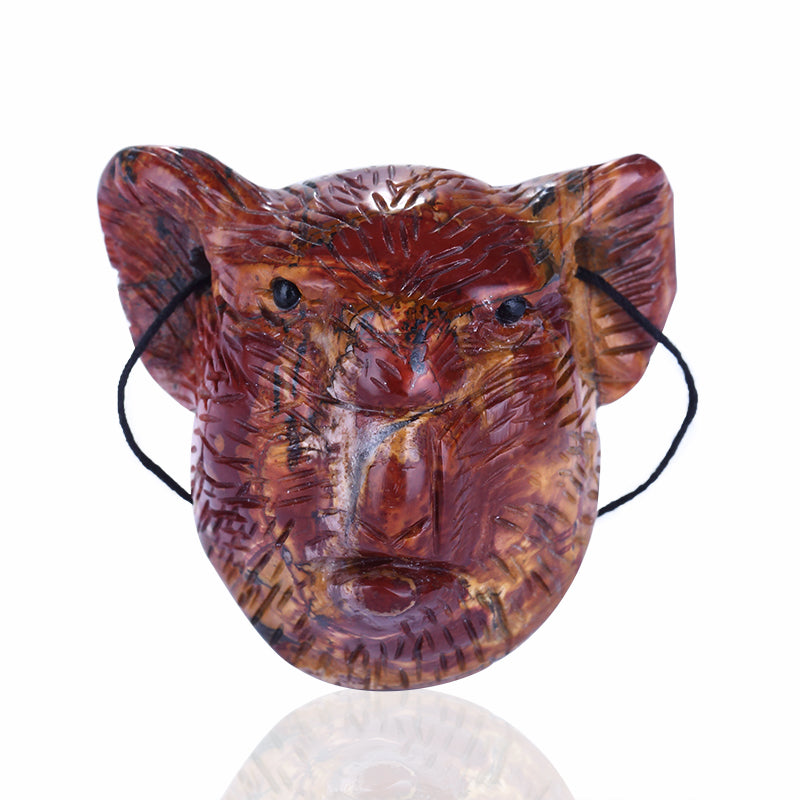 New Design Carved Multi-Color Picasso Jasper Koala Pendant For Necklace, 42x49x30mm, 65.8g - MyGemGarden