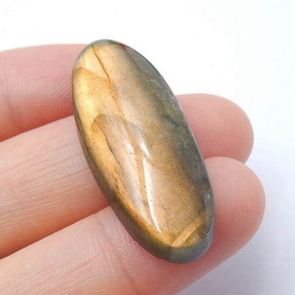Natural Labradorite Oval Gemstone Cabochon, 34x14x6mm, 5.7g - MyGemGarden