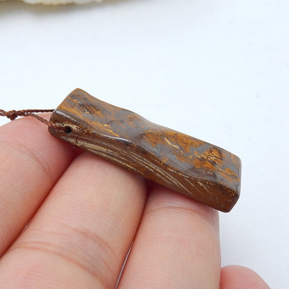 Natural Boulder opal Drilled Gemstone Pendant Bead, 34x12x6mm, 6.2g - MyGemGarden