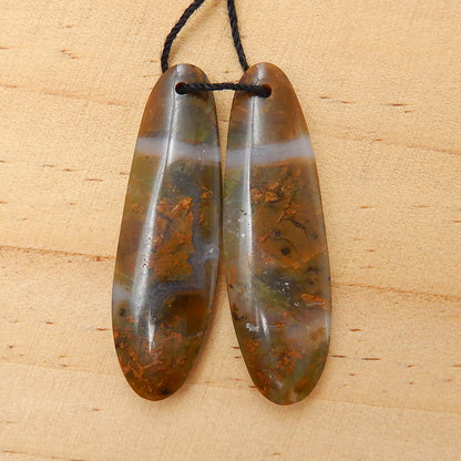 Natural Green Opal Earrings Pair, stone for Earrings making, 40x12x5mm, 6.8g - MyGemGarden
