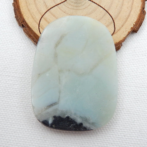 Handcrafted Carved Amazonite Dragon and Fish Pendant Bead, 51x37x7mm, 26.4g - MyGemGarden