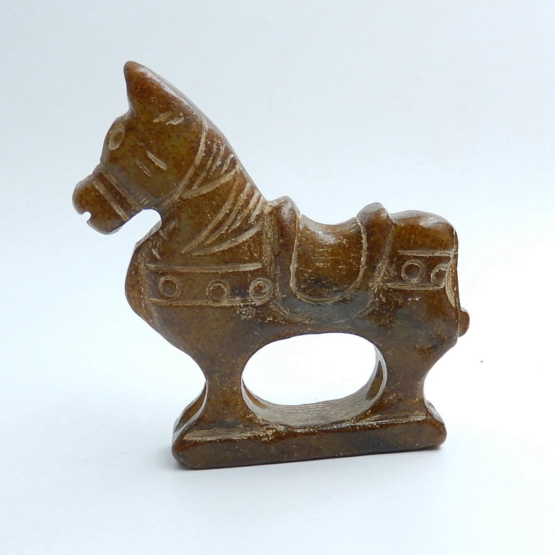 New design Beautiful Carved Nephrite Jade Boho Horse, 71x76x14mm, 97.2g - MyGemGarden