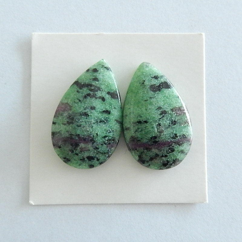 Natural Colorful Ruby and Zoisite cabochon pair For Women 25x15x5mm 7.44g - MyGemGarden