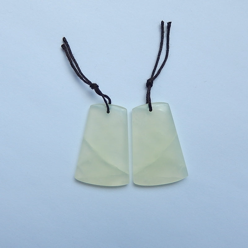 Natural Stone Nephrite Jade Earrings Pair,34x23x5mm,13g - MyGemGarden